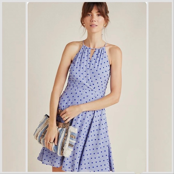 Anthropologie Dresses & Skirts - Anthropologie Anaya blue polka dot A-line dress, M.